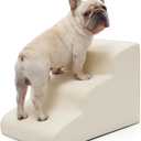 Lesure Dog Stairs for Small Dogs and Cats Pet Steps Ramp for Bed and Couch with CertiPUR-US Certified Foam with Non-Slip Bottom, Beige, 3 Steps