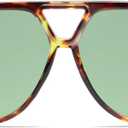 VANLINKER Oversized Trendy Polarized Aviator Sunglasses for Women Men Retro Round Sunglasses Vintage Shield Shades VL9798 (C4-tortoise/Green)