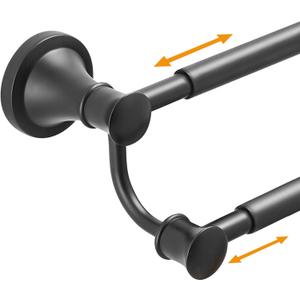 Hoimpro Adjustable Retractable 15-27 Inches Stainless Steel Bathroom Towel Bar, Bathroom Accessories Bath Hotel Double Towel Bar Rod Hanger Wall Mounted Towel Holder Towel Rack, Matte Black