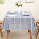 SIELUNO Rectangle Table Cloth Rustic Farmhouse Tablecloth Heavy Duty Cotton Linen Waterproof Wrinkle Free Table Cloths for Kitchen and Dining Room-Hollow Blue-Rectangle, 54"x86", 6-8 Seats