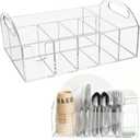 Acrylic Paper Plate Organizer, Utensil Silverware Caddy, Used For Storing Plates, Cups, Napkins, Small Snacks And Tableware - Suitable For Home, Party, Camping And Picnic