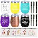 6 Set Employee Appreciation Gifts Thank You Gifts Bulk for Christmas Coworker Teachers Nurses, 12oz Inspirational Stainless Steel Thank You Tumbler Makeup Bags Ballpoint Pen for Team Staff Women Men