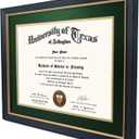 GMFrames 11x14 Wood Diploma Frame with Green Mat or Display 14x17 Certificates without Mat,UV Protection Acrylic,Rustic Black Finish with Gold Trim