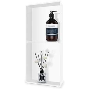 White Shower Niche 12" X 24" No Tile Needed, Niche for Shower Wall Double Shelves Recessed Shower Insert Shelf for Bathroom Storage, Over Mount Installation