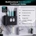 Toothbrush Holder,Multi-Functional Wall Mounted Toothbrush Holder,Toothpaste Dispenser for Bathroom with 2 Toothpaste Squeezers,5 Toothbrush Slots and 4 Cups(Black)