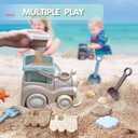 Beach Toys for Kids Ages 4-8, Toddler Snow Toy Set Includes Beach Truck, Bucket, Shovel, Rake, Scoop, Trowel, Sandbox Toy for Toddlers Ages 3-5, Travel Beach Sand Toys for Kids Ages 8-12