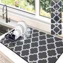 Dish Drying Mat for Kitchen Counter, 16"x24" Dish Drying Pad with Non-slip Rubber Backed, Hide Stain Anti Absorbent for Kitchen Counter, Drying Mat for Coffee Machine Dish Rack (Gray Trellis)