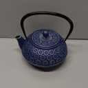 Juvale Japanese Cast Iron Teapot with Infuser & Stovetop Tea Kettle - 34 oz, Blue - Heat Retention, Removable Lid & Fold-Down Handle