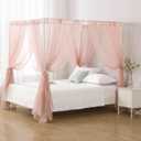 Canopy Bed Curtains for Queen Bed, Princess Bed Canopy for Girls Room, Canopy Bed Scarf Adults (Dust Pink)