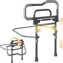 Bed Rails for Elderly Adults Safety, Foldable Bed Assist Rails for Seniors with Sensor Light & Storage Pocket, Adjustable Height, 180 One-Hand Folding Bed Side Rails Fit King Queen Full Twin