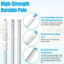 YEECHUN Professional 15 Foot Swimming Pool Pole Telescopic Aluminum Fits Pool Net Skimmer Rake Vacuum Head Brush Cleaning Equipment Heavy Duty,for Skimmer Nets, Vacuum Heads and Brushes