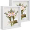 2pcs 6x6 Shadow Box Frame, 3D Picture Frame Display Cas with Real Transparent Glass for Photos, Memorabilia, Crafts, Souvenir, Wedding Memories, Baby Items - White/ 1.2 Inch Depth