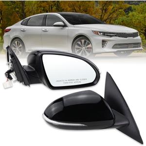 Right Passenger side Mirror Compatible with 2016 2017 2018 Kia Optima with Manual folding Power Glass With Turn Signal Black Replace#KI1321200(5 Pins)