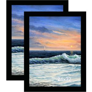 LUCKYLIFE 24x32 Picture Frame, Wall Hanging Poster Frames, Display Pictures 24 x 32 without Mat, Pack of 2, Black