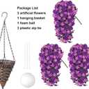 HyeFlora Artificial Flowers with Basket for Outdoors, 3pcs Faux Hanging Morning Glory Silk Fake Flowers Lifelike Plants UV Resistant Flowers for Outside Planter Patio Garden Porch Decor (Purple red)
