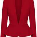 Hybrid & Company Women's Casual Work Office Elegant Open Front Premium Nylon Blazer Jacket (Red, S)