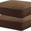 MAXIJIN Velvet Stretch Seat Cushion Covers Couch Cushion Cover for Individual Cushions Sofa Seat Cushion Slipcovers with Elastic Bottom (2 Piece Sofa Cushion Covers, Dark Coffee)