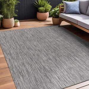 Beverly Rug Indoor Outdoor Rug 8x10, Washable Outside Carpet for Patio, Deck, Porch, Solid Modern Area Rug, Water Resistant, Silver Gray