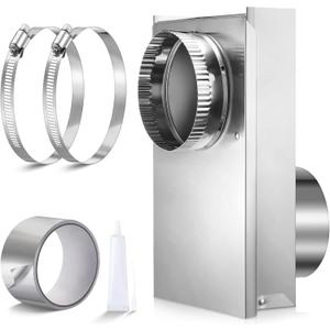 Dreyoo 84049 Adjustable 0-5 Periscope Dryer Vent Kit, Dryer Vent Periscope for Dryers Laundry Room Save Space with 2 Clamps and Aluminum Foil Tape, Aluminum