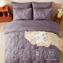HIMEET Pintuck Bed in a Bag, 7 Pieces Full Size Comforter Set Dusty Purple, Pinch Pleat Bed in a Bag, Soft All Season Bedding Sets with Comforter, Flat Sheet, Fitted Sheet and Pillowcases & Shams