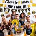 21st Birthday Decorations for Him Men,Black Gold Glitter Cheers to 21 Years Banner Triangle Flag Banner 21st Bday Hanging Swirls Number 21 Balloon Cake Topper Happy 21st Birthday Party Supplies Kit