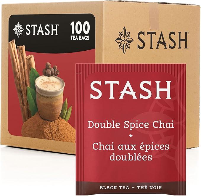 Stash Tea Double Spice Chai Black Tea Bags, 100-Count Box, Best By: 04/07/2028
