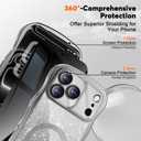Misscase for iPhone 17 Pro Max Case,with Privacy Screen Protector,Compatible with MagSafe,Bling Glitter Cute Curly Wave Border Phone Cover for Women Men, Drop Protection Anti-Slip Silver