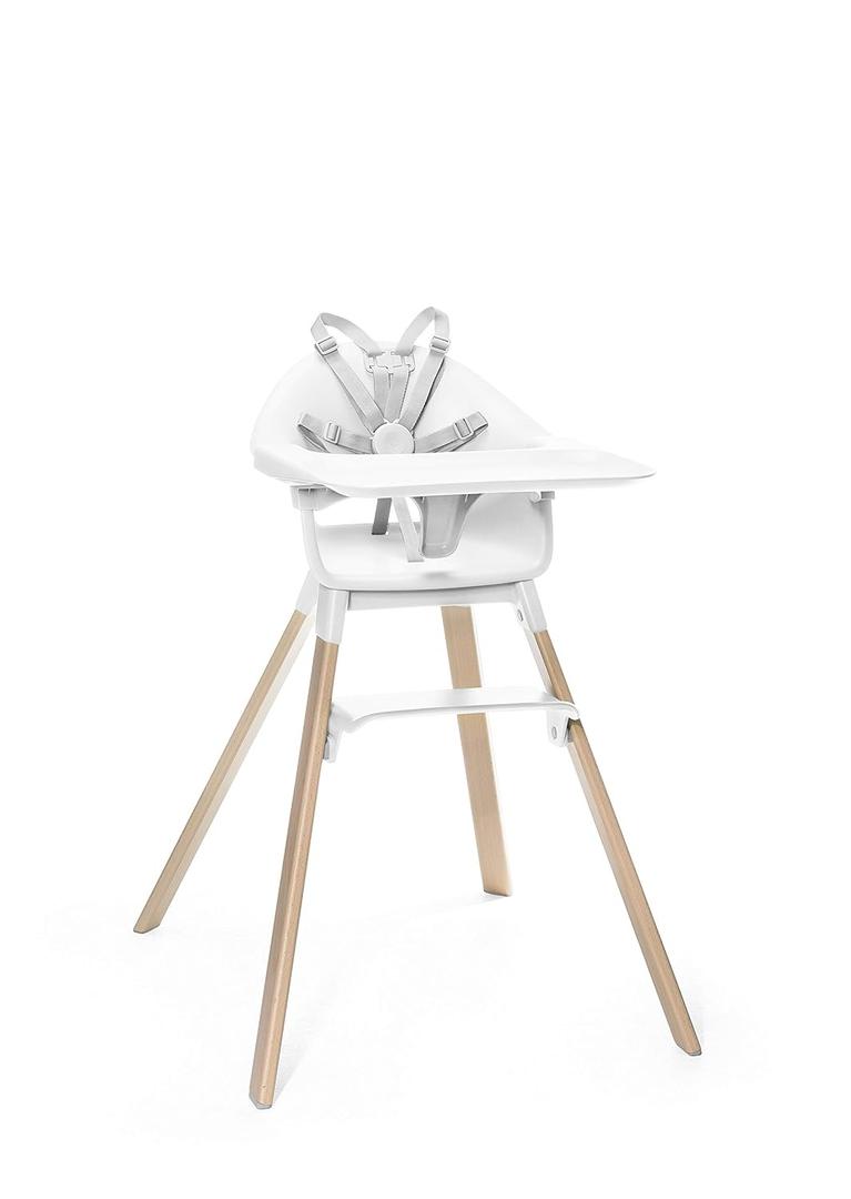 Stokke Clikk High Chair, White - All-in-One High Chair with Tray + Harness - Light, Durable & Travel Friendly - Ergonomic with Adjustable Features - Best for 6-36 Months or Up to 33 lbs
