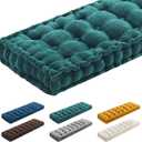 Geelin 48x18 Inch Bench Cushions for Indoor Furniture Chenille Dark Green Velvet Button Tufted Thicken Seat Pad Mat with Memory Foam, Window Floor Sofa Chair Cushion for Living Room Porch Swing