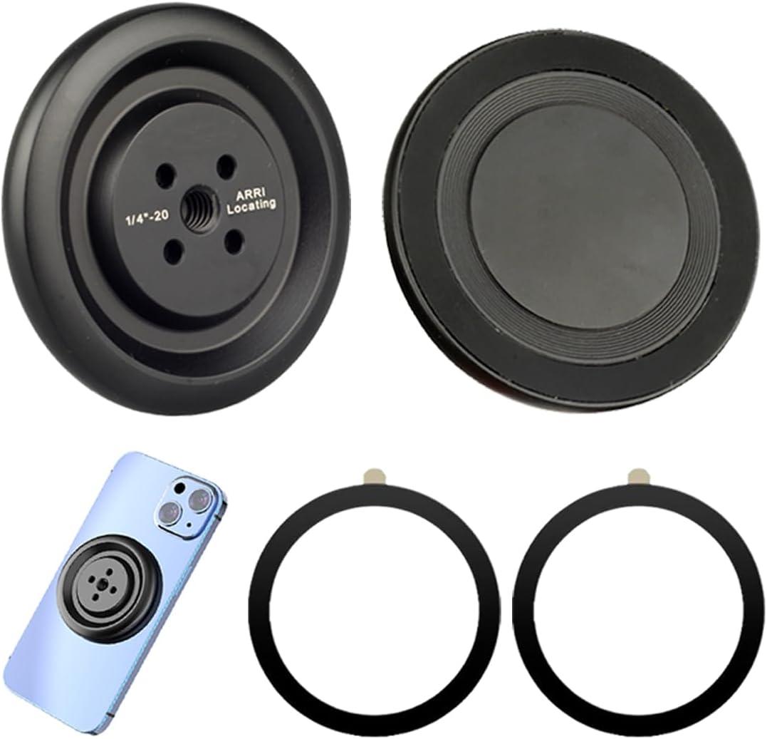 Magnetic Phone Tripod Adapter Mount with 1/4" Thread Screw Holes compatible with MagSafe for Iphone 15 14 13 12 Pro Max Plus Mini Video Recording Live Broadcast Tripod Selfie Stick Ballhead