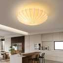 ziidoo 3-Light Semi Flush Mount Ceiling Light,19.7in White Imitation Silk Wabi Sabi Round Lantern 3000K Modern Close to Ceiling Light fixtures for Bedroom Living Room Entryway Hallway