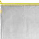 INDX Zip Pouch Reinforced Mesh-weave PVC Clear with Coloured Seal W240xD15xH190mm A5 Yellow Ref ZPYEL