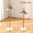 Height Adjustable Small Drink Table for Small Spaces,Martini Table, Weighted Base Pedestal Table for Living Room, Bedroom, Bathroom,Gold
