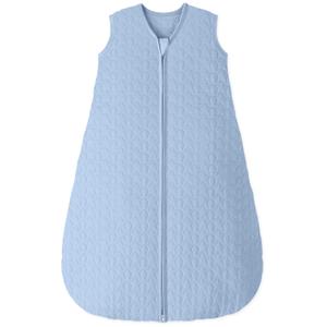 Baby Sleep Sack 12-18 Months 1.0 Tog Baby Wearable Blanket Cotton Sleeping Sack Quilted Baby Sleep Bag with 2-Way Zipper for Toddler Infant Blue (Large)