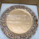 13" Antique Gold Charger Plates, Set of 6 Plastic Textured Chargers for Dinner Plates with Embossed Rim, Table Dcor, Party, Wedding, Holiday