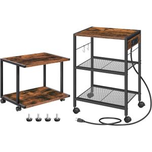 HOOBRO Industrial Printer Stand, 3-Tier Mobile Printer Table, Rolling Cart, Home Printer Stands, for Office, Living Room BF22UPS01-BF42PS01