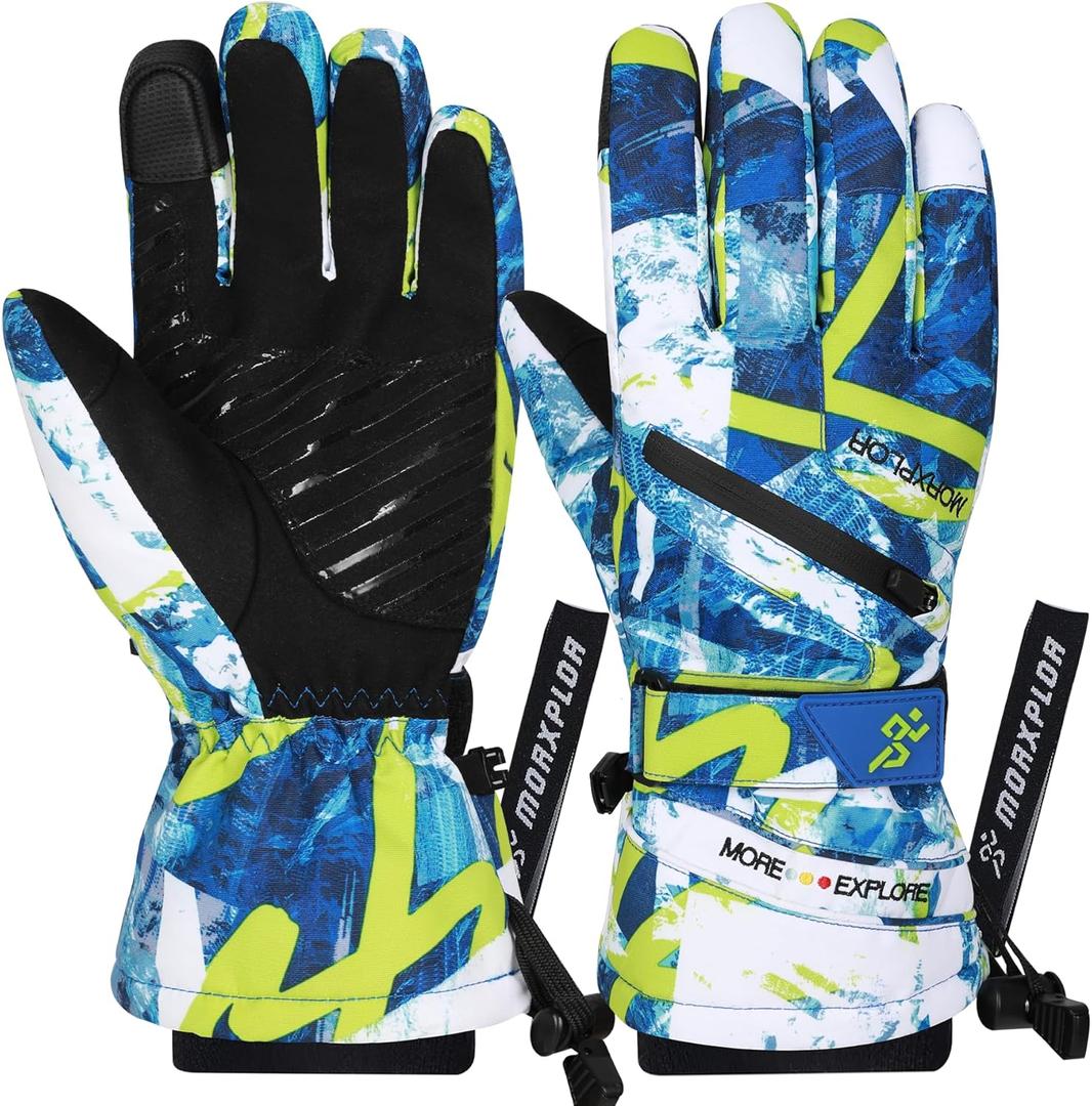 MORXPLOR Winter Ski Snow Gloves Men Women,Windproof Touchscreen Snowboard 3M Thinsulate Insulated Warm Winter Snowmobile Gloves