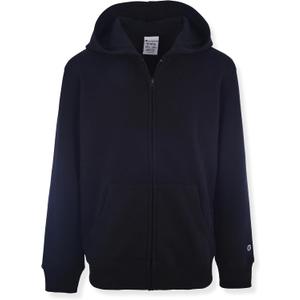 Champion Boys Zip Front Fleece Hoodie Sweatshirt for Kids (Black)