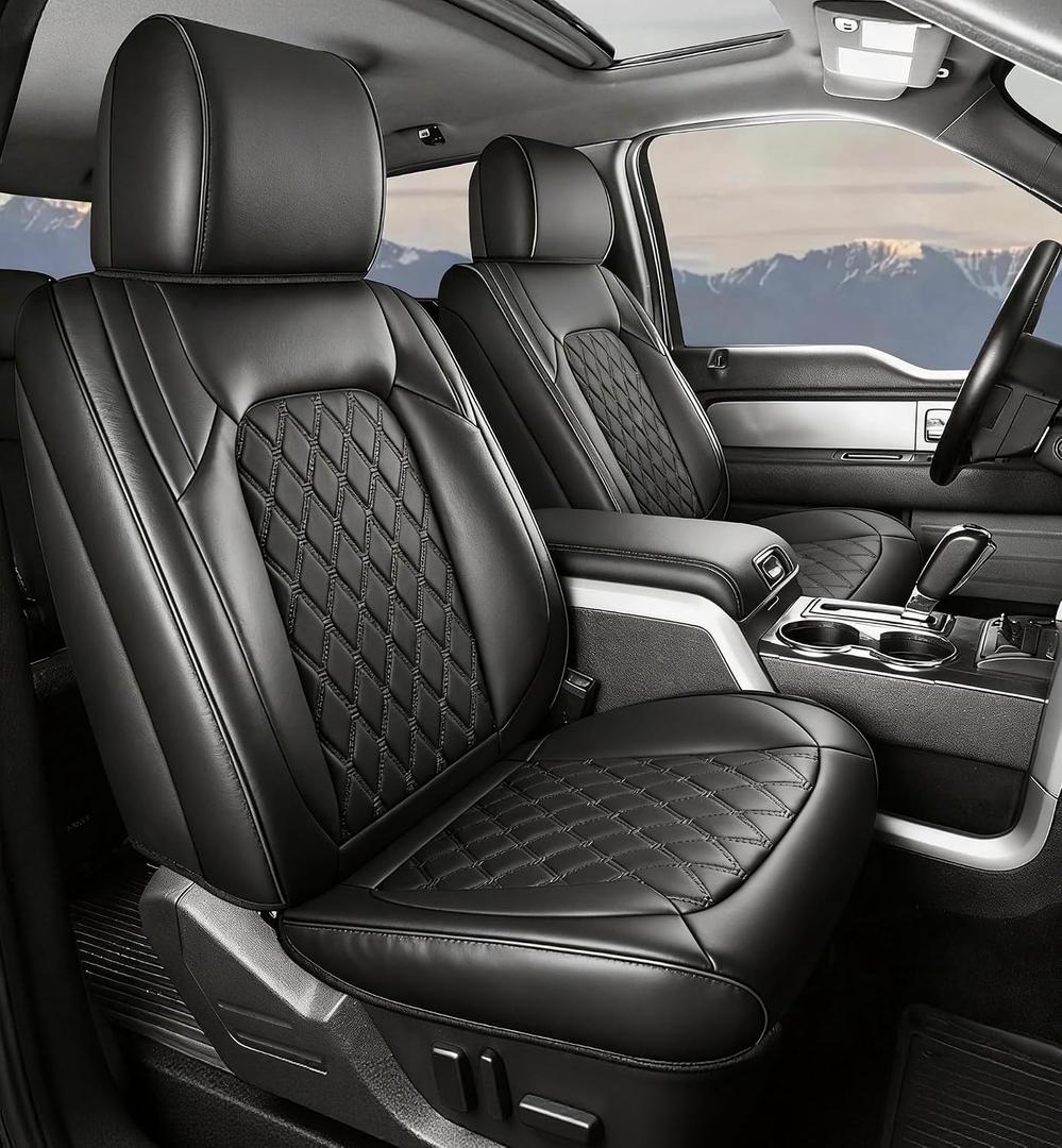 Umbrauto Custom Seat Covers for Silverado, Waterproof Nappa Leather Full Set Seatcovers for Chevy Silverado/GMC Sierra 2007-2013 & 2019-2025 1500, 2020-2025 2500HD 3500HD Crew/Double/Extended Cab