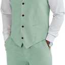 Men's Linen 2 Piece Suit Slim Fit Wedding Groom Groomsmen Summer Vest Shorts Set 5XL