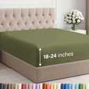 Extra Deep Queen Fitted Sheet  Hotel Luxury Single Fitted Sheet Only  Easily Fits 18 inch to 24 inch Mattress  Ultra Soft, Wrinkle & Fade Free w/Extra Deep Pocket  Breathable & Comfy  Sage Green