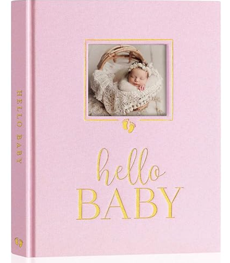 Lil Peach First 5 Years Chevron Baby Memory Book Journal, Girl Babybook Keepsake for New and Expecting Parents, Baby’s First Year and Beyond Milestone Tracker, Pink