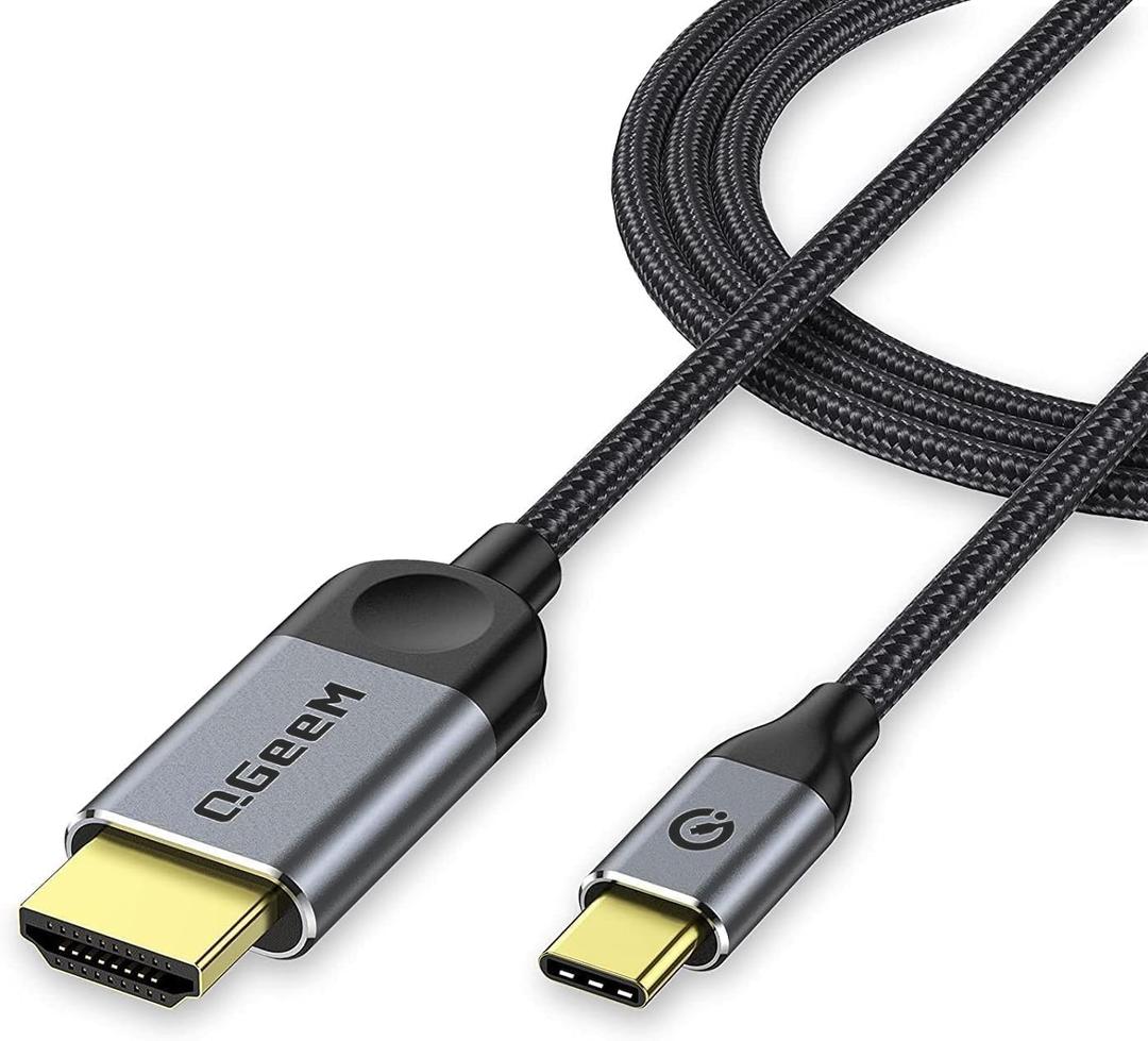 QGeeM USB C to HDMI Cable Adapter 6FT 4K, USB Type C to HDMI Thunderbolt 3/4 Compatible for iPhone 16, Galaxy, MacBook Pro/air, IPad pro, Surface,Dell XPS, HP, Thinkpad, Pixelbook, and More (Gray)
