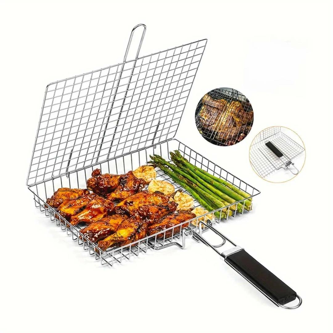 Hershey's 1pc Folding Portable Barbecue Grill Rack Easy to Use Mesh Clamp Tool for Outdoor Cooking Picnics Camping Durable and Convenient BBQ Accessory