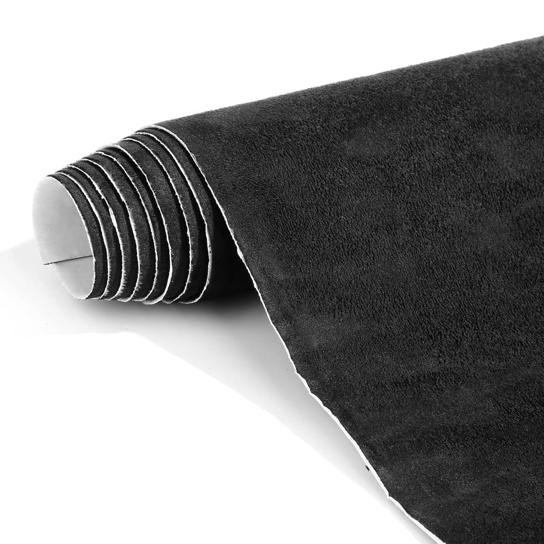 Suede Wrap Self-Adhesive Black Suede Car Interior Wrap 17in x 70in Microfiber Felt Fabric for Dash Headliner Console  Stretchable, Heat-Resistant Car Console Fabric for Auto Interior Makeover