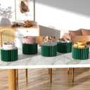 HeiMma 4 Pack Buffet Risers, Foldable Accordion Food Display Risers with Acrylic Disc, Dessert Table Display Set, Cardboard Paper Cupcake Cake Stand for Party Cylinder Stands for Parties Drink Collectibles Jewelry Figures, Multi-height, Green