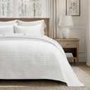 EVERGRACEHOME Cotton Sateen Quilt Set, Oversized Cal King, Bright White