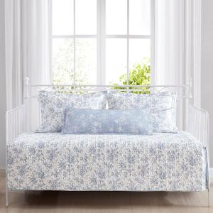 Laura Ashley Home - Daybed Set, Floral Bedding with Matching Shams & Pillow Cover, Home Decor for All Seasons (Walled Garden Blue, Daybed)