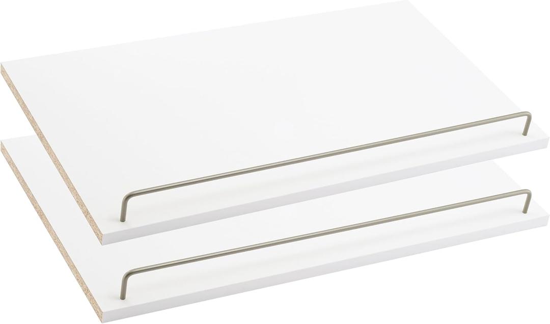 ClosetMaid SuiteSymphony Wood Shoe Shelves Set, Add On Accessory, Angled, Shoe Fence, for 25 in. Units, Pure White/Satin Nickel
