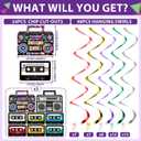 72Pcs 90s Theme Party Decorations 90s Hanging Swirls 80s Music Recorder Tape Hanging Swirls Hip Hop Party Paper Cutouts Ceiling Streamers Retro Music 70s 2000s Supplies for 1990s Birthday Favors Decor
